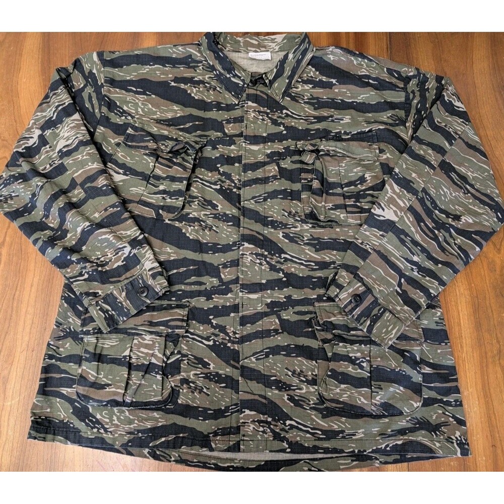 Tiger Stripe Camo Ripstop Military Combat Jacket 2XL XXL Reg Rothco BDU Shirt